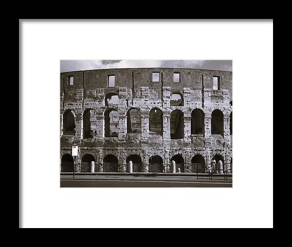 Rome Framed Print featuring the photograph Coliseum BW by Lisa Mutch