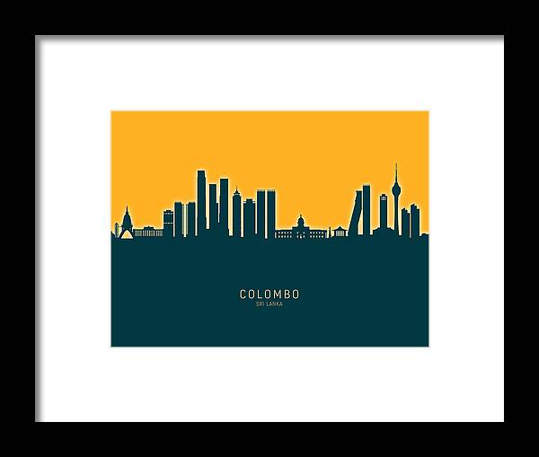Colombo Framed Print featuring the digital art Colombo Sri Lanka Skyline #99 by Michael Tompsett