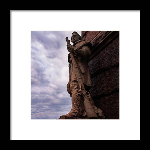 Colonial Soldier Framed Print featuring the photograph Colonial soldier statue by Flees Photos