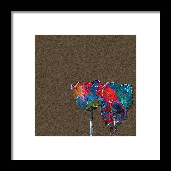 Colored Abstract Tulips Framed Print featuring the digital art Color Me Tulips by Ken Walker