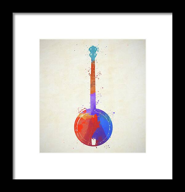 Color Splash Banjo Framed Print featuring the painting Color Splash Banjo by Dan Sproul