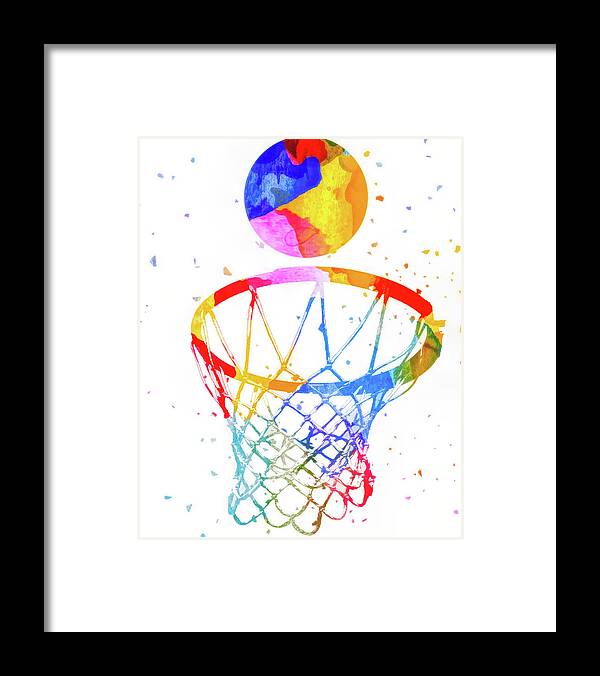 Color Splash Basketball And Hoop Framed Print featuring the digital art Color Splash Basketball And Hoop by Dan Sproul