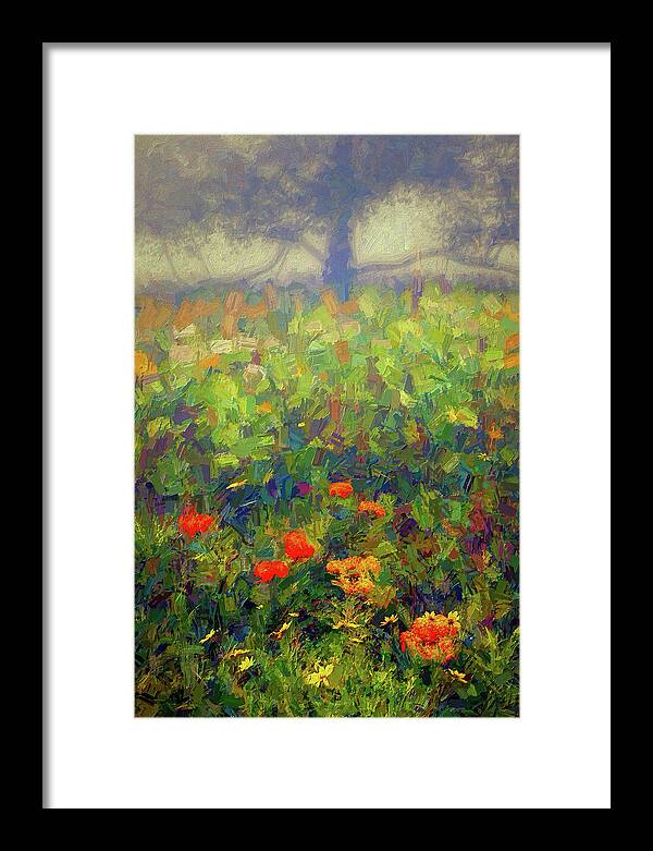 North Carolina Framed Print featuring the painting Color Thru the Fog ap by Dan Carmichael
