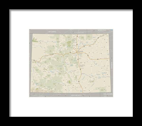 Alamosa County Framed Print featuring the drawing Colorado Map by Crossroadscreative