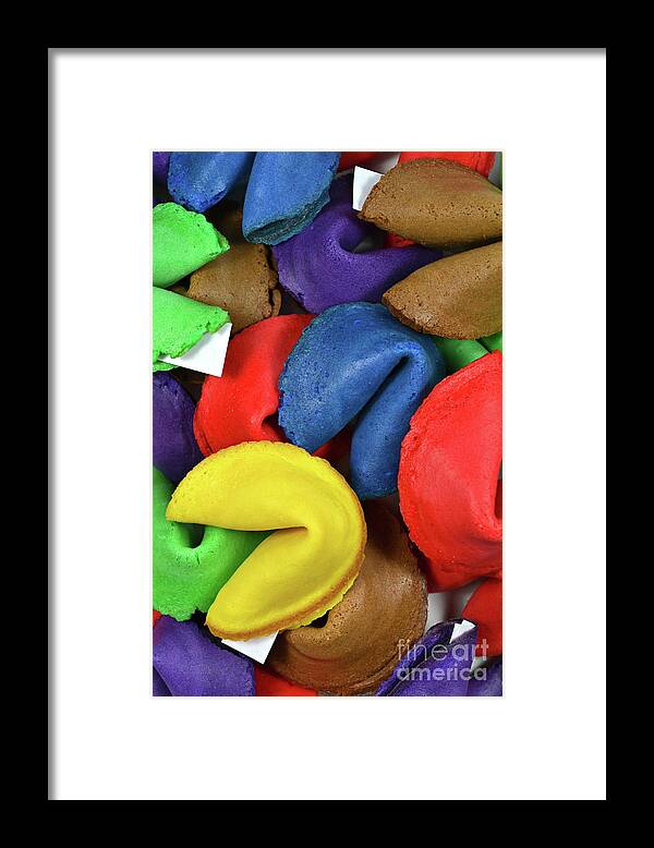 Fortune Framed Print featuring the photograph Colored Fortune Cookies by Vivian Krug Cotton