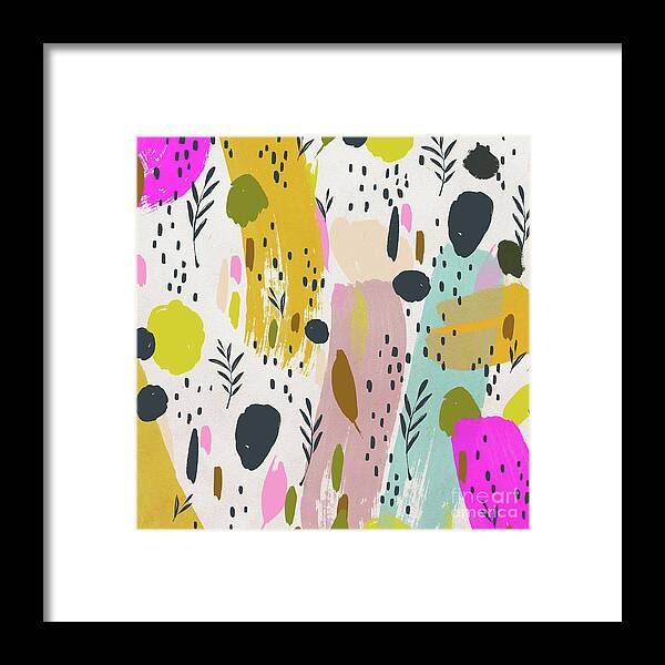 Colorful Abstract Framed Print featuring the painting Colorful Abstract Floral Watercolor Painting by Modern Art