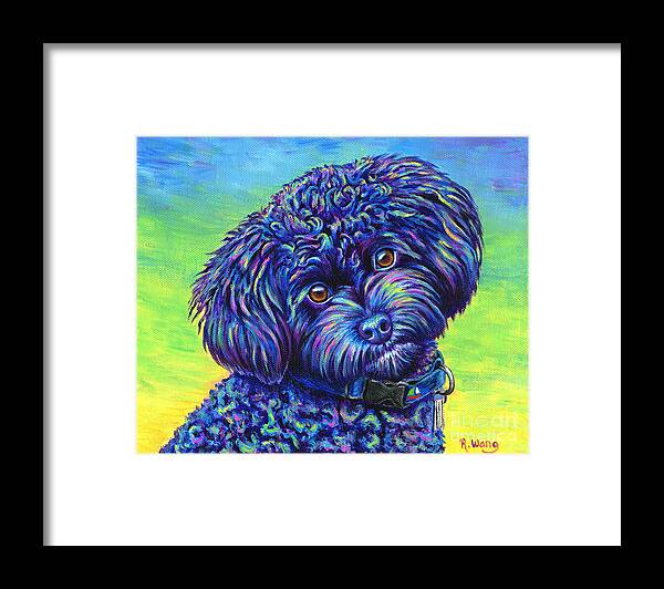 Poodle Framed Print featuring the painting Opalescent - Black Toy Poodle by Rebecca Wang