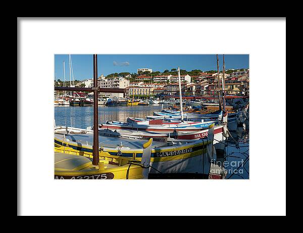 Boats Framed Print featuring the photograph Colorful Boats in Harbor - Cassis France by Brian Jannsen