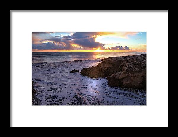 Beach Framed Print featuring the photograph Colorful Coastal Sunset After the Storm by Matthew DeGrushe