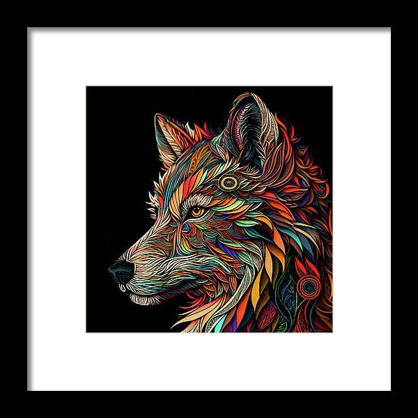 Fox Framed Print featuring the digital art Colorful Fox Art by Peggy Collins