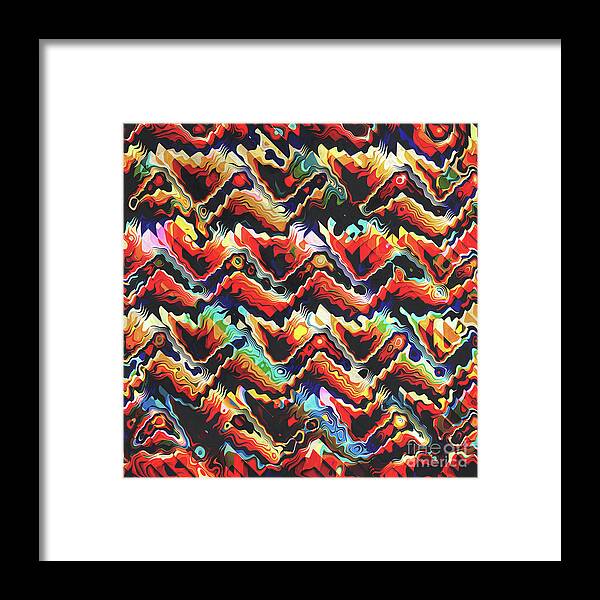 Aztec Framed Print featuring the digital art Colorful Geometric Motif by Phil Perkins
