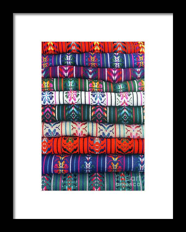 Colorful Framed Print featuring the photograph colorful Mexico photos - Folded Textiles by Sharon Hudson