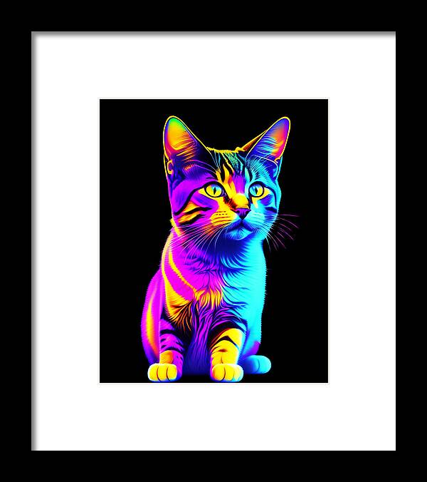 Cool Framed Print featuring the digital art Colorful Rainbow Kitten by Flippin Sweet Gear
