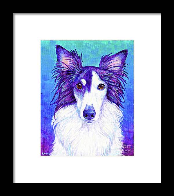 Silken Windhound Framed Print featuring the painting Colorful Silken Windhound by Rebecca Wang