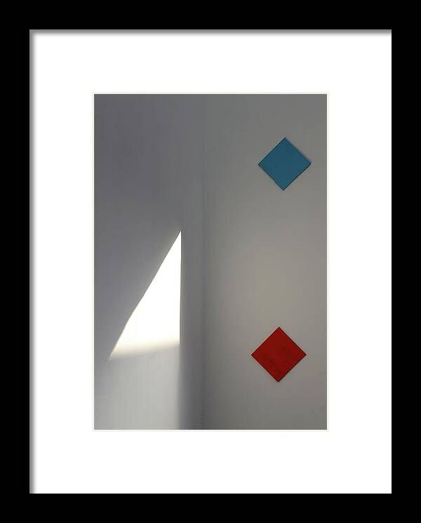 Minimalism Framed Print featuring the photograph Colorful Squares Vs Light Triangle by Prakash Ghai