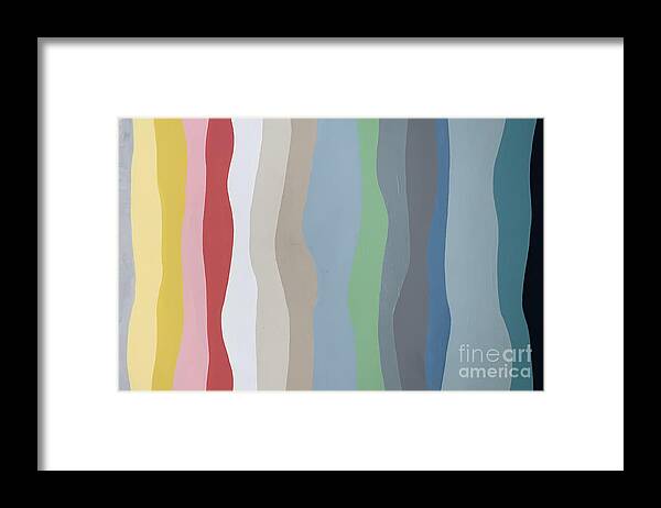 Colorful Framed Print featuring the painting Colorful Stripe Rainbow Waves Painting by Christie Olstad