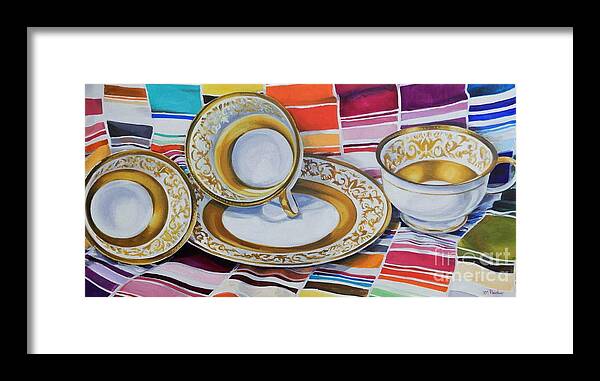 Tea Framed Print featuring the painting Colorful Tea Break by K M Pawelec
