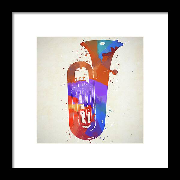 Colorful Tuba Painting Framed Print featuring the painting Colorful Tuba Painting by Dan Sproul