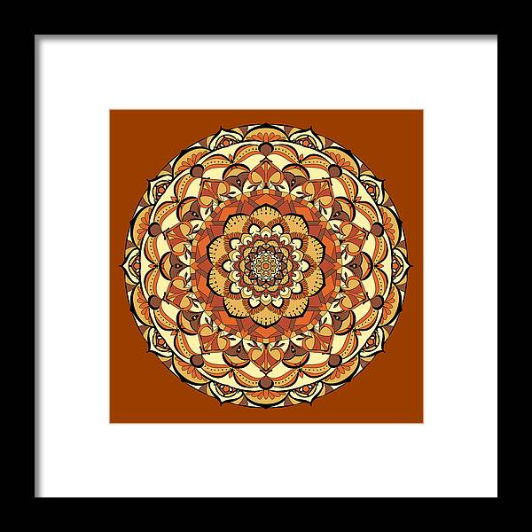 Autumn Framed Print featuring the digital art Colors of Autumn Mandala by Angie Tirado