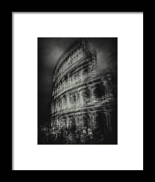 Monochrome Framed Print featuring the photograph Colosseo by Grant Galbraith