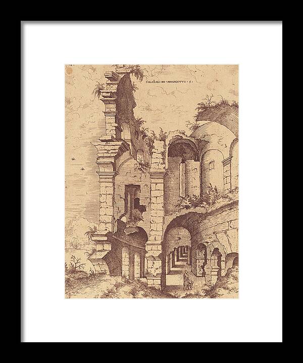 Roman Framed Print featuring the painting Colosseum by Hieronymus Cook - 02 by AM FineArtPrints