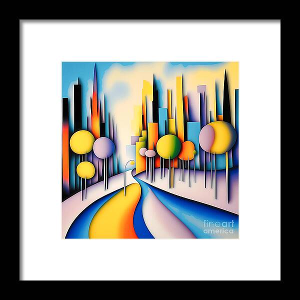 City Framed Print featuring the digital art Colourful Abstract Cityscape - 4 by Philip Preston