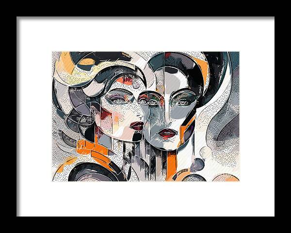 Abstract Framed Print featuring the digital art Colourful Abstract Portrait - 01766-Sa1a by Philip Preston