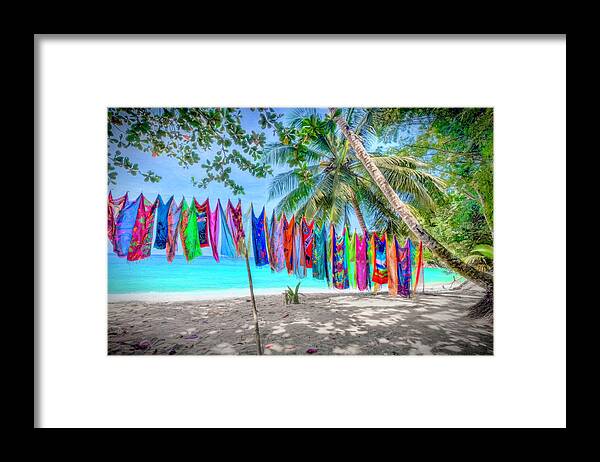Clothes Line Framed Print featuring the photograph Colourful Cove by Nadia Sanowar