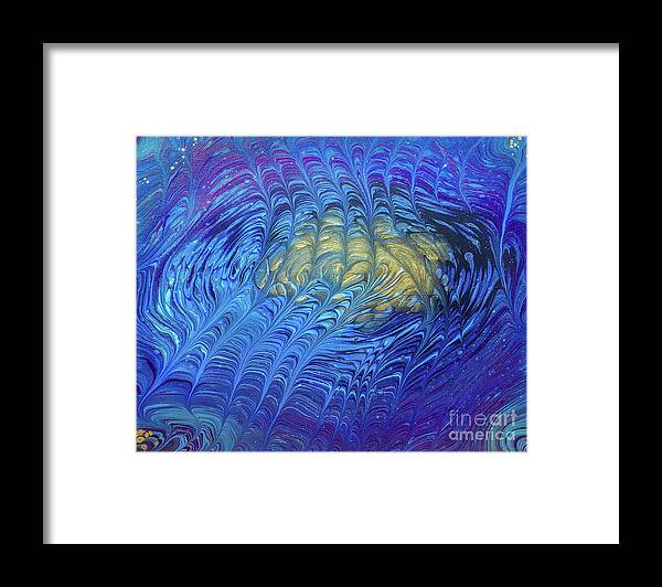 Poured Acrylic Framed Print featuring the painting Combing the Golden Fleece by Lucy Arnold