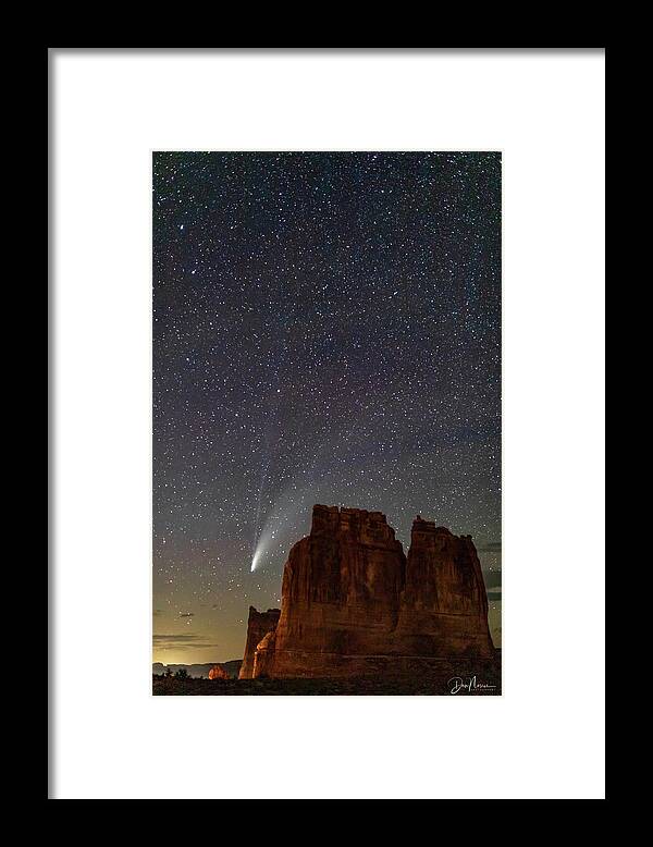 Moab Utah Night Comet Neowise Desert Colorado Plateau Framed Print featuring the photograph Comet NEOWISE and The Big Dipper by Dan Norris