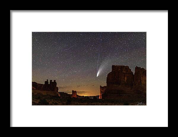 Moab Framed Print featuring the photograph Comet NEOWISE from Arches National Park by Dan Norris
