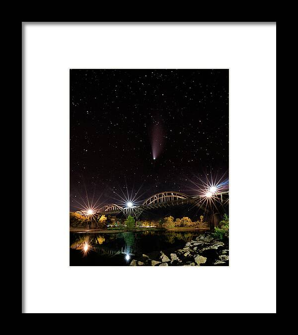 Neowise Framed Print featuring the photograph Comet NEOWISE Over Cotter Bridge by Hal Mitzenmacher