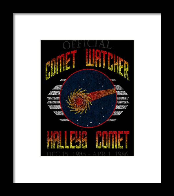 Funny Framed Print featuring the digital art Comet Watcher Retro by Flippin Sweet Gear