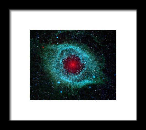 Helix Nebula Framed Print featuring the painting Comets Kick up Dust in Helix Nebula Space Galaxy by Tony Rubino