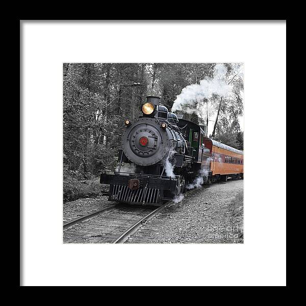 Mt. Rainier Scenic Railroad Framed Print featuring the photograph Comin' Round The Bend by Ron Long