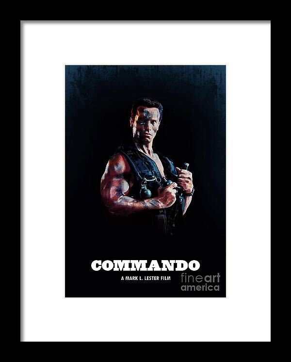 Movie Poster Framed Print featuring the digital art Commando by Bo Kev