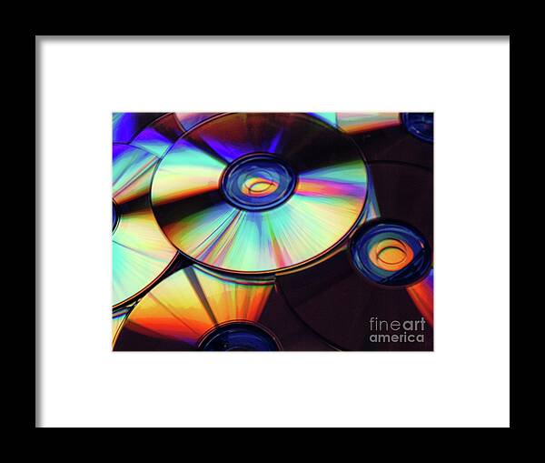 Compact Disks Framed Print featuring the digital art Compact Disks by Phil Perkins
