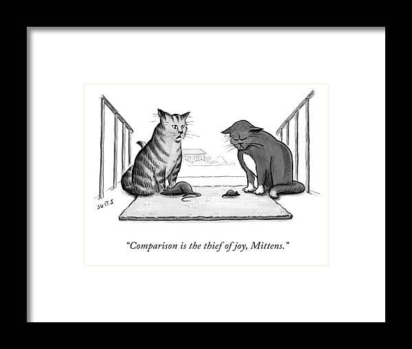 Comparison Is The Thief Of Joy Framed Print featuring the drawing Comparison is the Thief of Joy by Julia Suits
