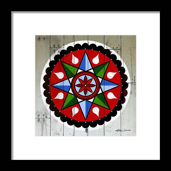 Folk Art Framed Print featuring the painting Compass Hex Design by Hanne Lore Koehler