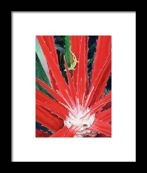 Botanical Framed Print featuring the painting Complimentary Hearts of Flame by Lisa Tennant