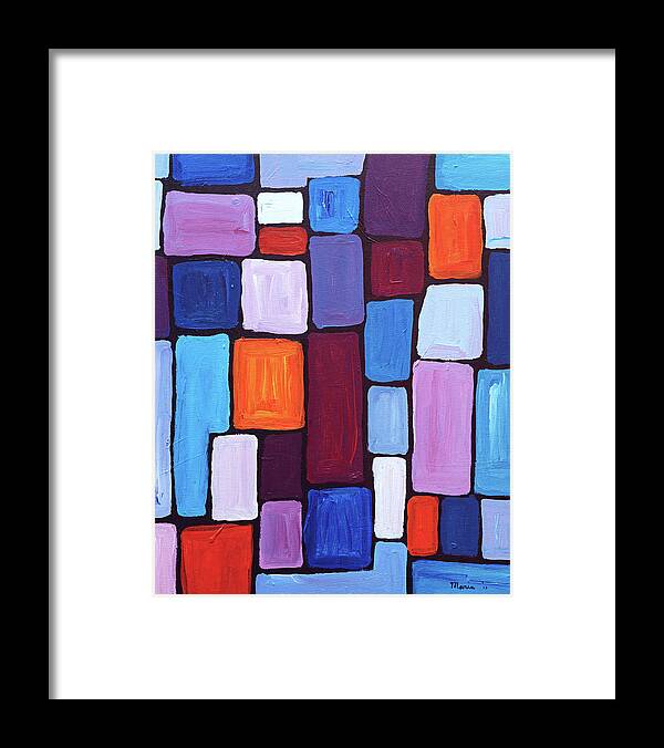 Abstract Framed Print featuring the painting Composition by Maria Meester