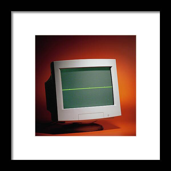 Corporate Business Framed Print featuring the photograph Computer Monitor Showing No Heartbeat by Photodisc