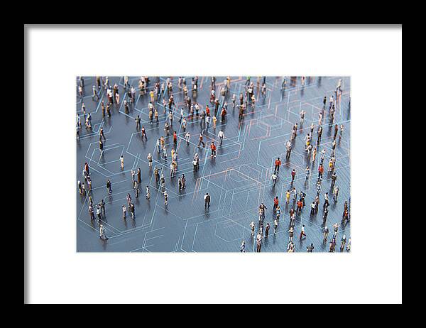 Crowd Of People Framed Print featuring the photograph Concept of crowds of people and communication by Gremlin