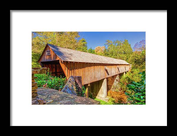Atlanta Framed Print featuring the photograph Concord Covered Bridge Caretaker View by Donna Twiford