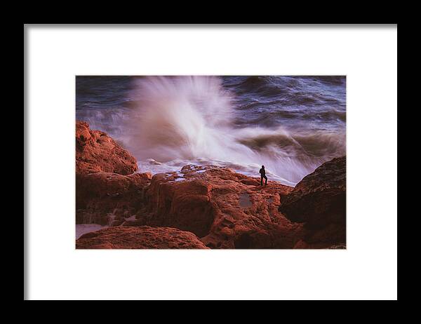 Seascape Framed Print featuring the photograph Confrontation by Sina Ritter