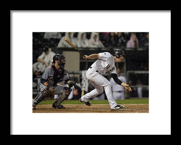 Scoring Framed Print featuring the photograph Conor Gillaspie, Adam Eaton, and Yan Gomes by Brian Kersey