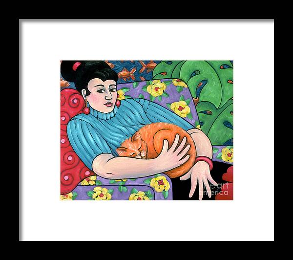 Contemporary Framed Print featuring the painting contemporary figurative paintings - Dandylions Dream by Sharon Hudson