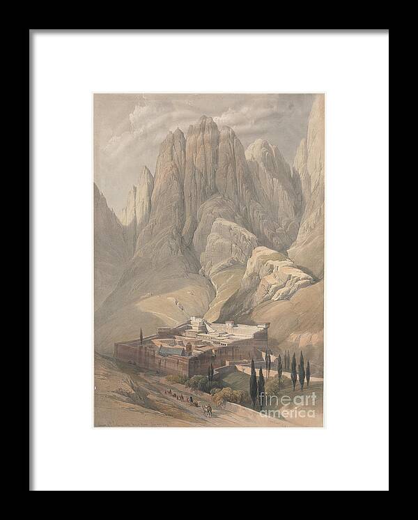 Convent Framed Print featuring the painting Convent of St. Catherine with Mount Horeb q1 by Historic illustrations