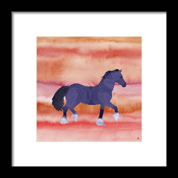 Trotting Horse Framed Print featuring the digital art Cool Horse in a Hot Climate by Andreea Dumez