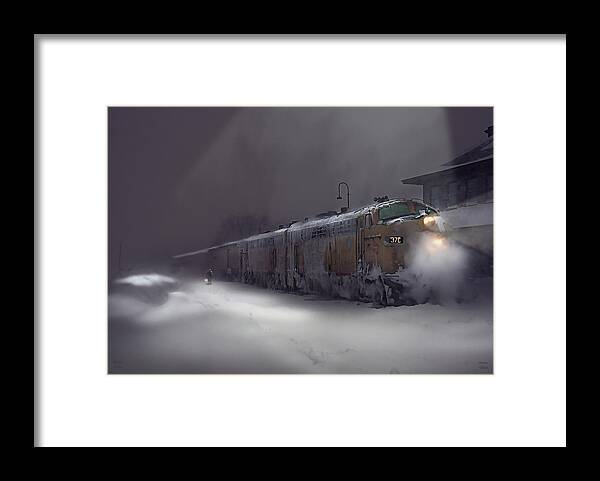 Copper Country Limited Framed Print featuring the painting Copper Country Limited - Cold Night by Glenn Galen